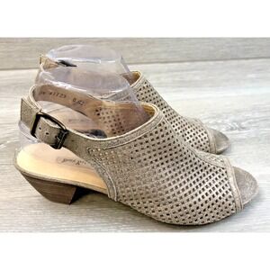 Paul Green Perforated Slingback Heels in Taupe
